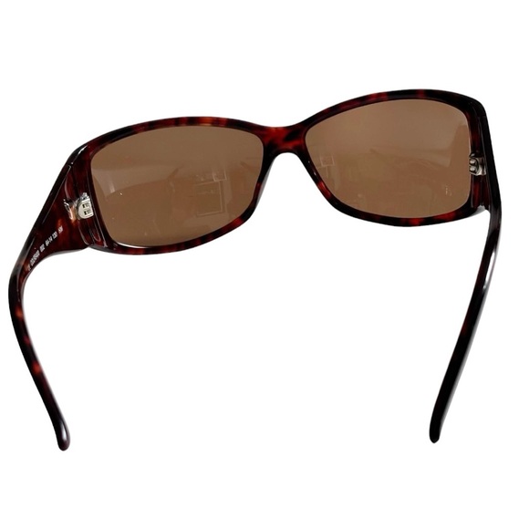 Oscar de la Renta wraparound shield style tortoise shell dark brown sunglasses - Picture 7 of 14